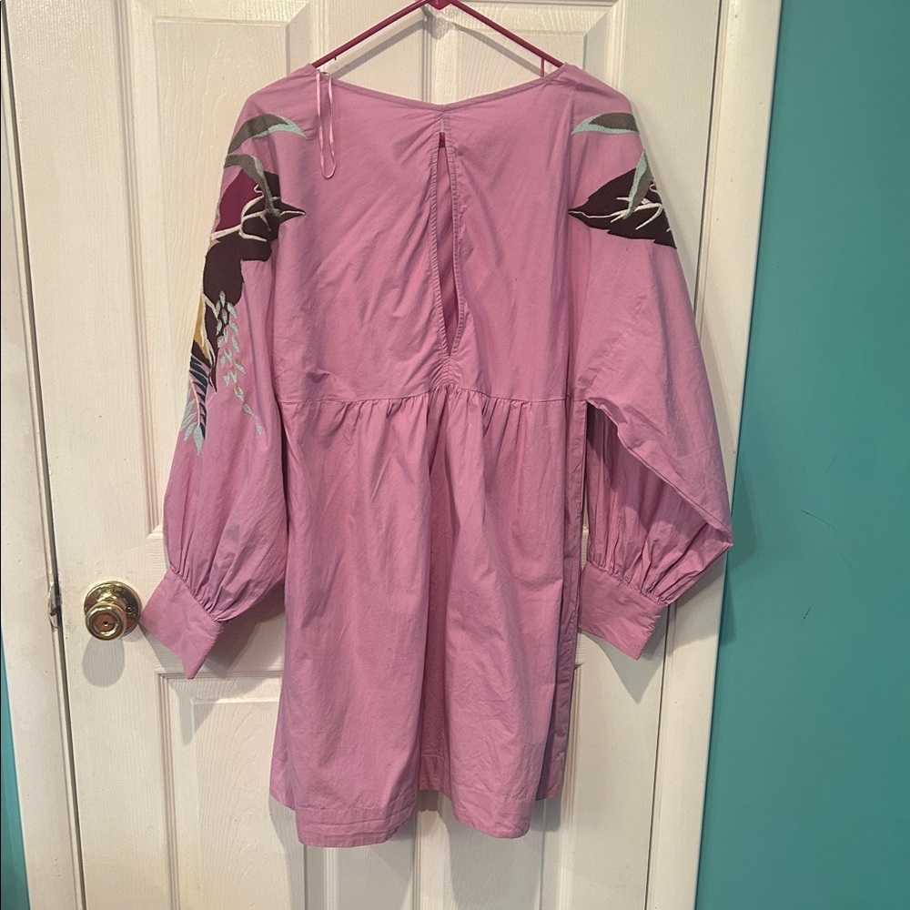 Free People Pink Dress with Floral Sleeves - Picture 4 of 4